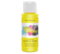 Artiste Acrylic Paint 59ml 2Oz Neon Yellow, Quick-Drying Professional Art, Craft and Hobby Artists Paint, Vibrant Colour, Water-Based Paints Cover All Surfaces with Ease, Ideal for Travel Artists