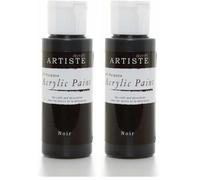 Artiste Acrylic Paint 59ml 2Oz Noir, Quick-Drying Professional Art, Craft and Hobby Artists Paint, Vibrant Colour, Water-Based Paints Cover All Surfaces with Ease, Ideal for Travel Artists (Pack of 2)