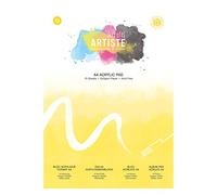 Artiste Acrylic Paint Pad, A4, Acid Free Gummed Paper, 240 GSM, 15 Sheets for Acrylic Painting, Arts, Craft, Home and School