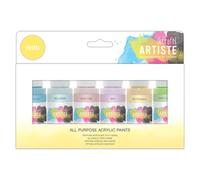 Artiste Acrylic Paint Set Pack of 6 x 59ml 2oz - Pastel Colours, Quick-Drying Professional Art and Hobby Craft Artists Paint, Water-Based Paints Cover All Surfaces with Ease, Ideal for Travel Artists