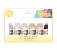 Artiste Acrylic Paint Set Pack of 6X 59ml 2oz - Portrait Colours, Quick-Drying Professional Art and Hobby Craft Artists Paint, Water-Based Paints Cover Surfaces with Ease, Ideal for Travel Artists
