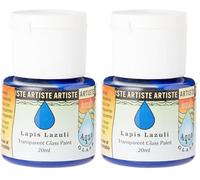 ARTISTE Aquaglass Lapis Lazuli 20ml, Water Based Paints, For Painting On Glass, Perspex, Acetate, Gentle Translucent Finish, Wipe Clean When Wet, Water Proof Once Dry, Glass Crafting (Pack of 2)