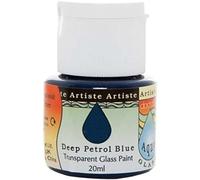 Artiste Glass Paint 20ml Aquaglass Deep Petrol Blue, Water Based Paints, For Painting On Glass, Perspex, Acetate, Gentle Translucent Finish, Wipe Clean When Wet, Water Proof Once Dry, Glass Crafting