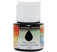 Artiste Glass Paint 20ml Aquaglass Ink Black, Water Based Paints, For Painting On Glass, Perspex, Acetate, Gentle Translucent Finish, Wipe Clean When Wet, Water Proof Once Dry, Glass Crafting