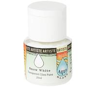 Artiste Glass Paint 20ml Aquaglass Snow White, Water Based Paints, For Painting On Glass, Perspex, Acetate, Gentle Translucent Finish, Wipe Clean When Wet, Water Proof Once Dry, Glass Crafting