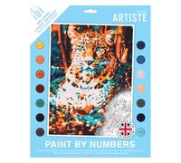 ARTISTE Paint by Numbers Resting Leopard 14 Colour Paint, 3 Brush Set, Adults and Children Craft, Hobbies for Beginners
