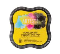 Artiste Pigment Pearlescent Gold Shimmer Ink Pad for Stamping, Embossing Powders, Crafting Supplies, Pigmented Use with Clear Stamps, Rubber Stamps, Ink Pads are Safe Non-Toxic Acid-Free