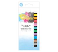 Artiste Soft Pastels 12 Coloured Pieces, Art, Craft, Drawing, Doodling, Sketching, Colouring, Crayon, Chalk Alternative, Mixed Media Materials for Art and Craft Tool Supplies Set, Artist, Kids Art