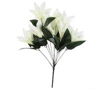 Artistic 10 Head Lily Spray, 45cm Length for Home Decoration and Special Occasions (milk white)