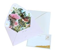 Artistic 3D Flower Greeting Card with Envelope for Birthdays, E | Popup Card for Share Warmth and Happiness, Unique Exquisite Designs for Birthday, Thank You, with Envelope