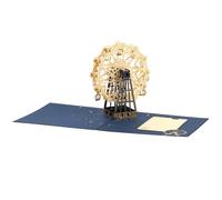 Artistic 3D Observation Wheel Popup Card with Shimmering Gold for Memorable Moments Tender Anniversary