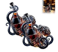 Artistic 3D Octopus Glass Decanter, 350ml Decorative 3D Deep Sea Tentacle Sculpture, for Nautical Home Bar Decor, Men Marine Lover, 2pcs