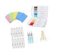 Artistic 3D Painting Set Textured Paper Foldable Stand 12/24 Color Markers Decorative Chains Water Based Markers Art Supplies for Painting Artist Sketch Pad Textured Paper