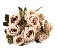 Artistic 6 Heads of Artificial Roses Great for Enhancing Home Spaces and Event Decor Styles (Coffee)