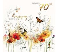 Artistic 70th Birthday Card - (GBCC0040) - Wild Poppies - from The Peony Rose Range - Embossed with A Beautiful Foil & Flitter Finish