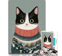 Artistic Abstract Black Cat 1000 Piece Jigsaw Puzzle for Adults And Teenagers,Decompressing Intellectual Educational Toy Great Gifts And Toys (38x26cm)