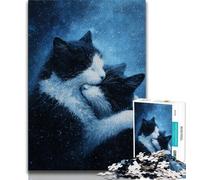 Artistic Abstract Black Cat Jigsaw Puzzles for Adults 1000,Help The Brain Exercise Addictive Toys to Cultivate Patience A Work of Art (75x50cm)