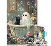 Artistic Abstract Black Cat Jigsaw Puzzles for Adults 1000 Piece Puzzle,Brain Teaser Game Wall Decoration Unique Birthday And Xmas Gifts 50x75cm