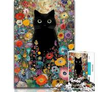 Artistic Abstract Black Cat Jigsaw Puzzles for Adults Teenagers Jigsaws Puzzle,Toys Educational Games Stress Relieving Great Gifts And Toys 50x75cm