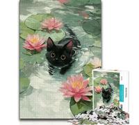 Artistic Abstract Black Cat Jigsaw Puzzles for Teenagers 1000 Jigsaws,Stress Reliever Difficult Challenge Suitable for Desktop Decoration (38x26cm)