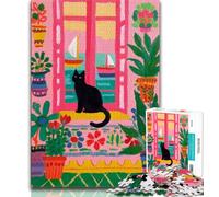 Artistic Abstract Black Cat Jigsaws 1000 Pieces for Teenagers,Challenging To Complete But Fun And Humorous Birthday Present,Gifts,Wall Art (75x50cm)