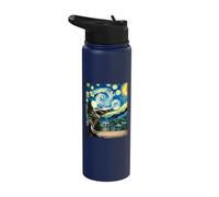 Artistic Alligator Stuff Van Gogh Starry Night Alligator Stainless Steel Insulated Water Bottle