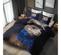 Artistic Alpaca Duvet Cover Super King Size 3 Piece with 2 Pillowcases, Rustic Farm Animal Patterned Bedroom Decor Bedding, Soft Microfibre Quilt Cover with Zip ZC#143