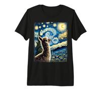 Artistic Alpaca Gear Van Gogh Style Starry Night Alpaca Premium T-Shirt