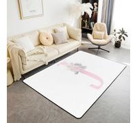 Artistic Alphabet Kids Area Rug,Letter J Watercolor Flower Plant Indoor Floor Mat Entrance Rug for Girls Boys,Floral Romantic Dreamy Non Slip Rug,Pink White Couch Living Room Decor,3'x5'