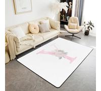 Artistic Alphabet Kids Area Rug,Letter Y Watercolor Flower Plant Indoor Floor Mat Entrance Rug for Girls Boys,Floral Romantic Dreamy Non Slip Rug,Pink White Couch Living Room Decor,3'x5'
