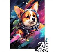 Artistic Astronaut Corgi Puzzle Family Challenging Games 100% Recycled Cardboard Jigsaw Puzzle for Adult Children Birthday Present 1000pcs (38x26cm)