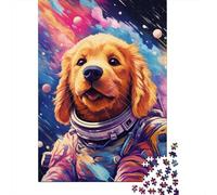 Artistic Astronaut Golden Retriever 500 Piece Jigsaw Puzzles for Adults | | Family Fun Jigsaws Puzzles for Adults Gifts Intellectual Games 500pcs (52x38cm)