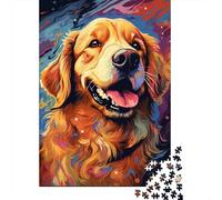Artistic Astronaut Golden Retriever 500 Piece Puzzles for Adults 500 Piece Wooden Puzzles-Puzzle Hands-on Game-Family Decoration 500pcs (52x38cm)
