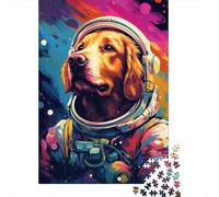 Artistic Astronaut Golden Retriever Puzzle Customizable Pictures 100% Recycled Cardboard Jigsaw Puzzle for Kids And Adults Age 12 Years Up Unique Gift 1000pcs (75x50cm)