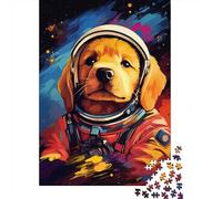 Artistic Astronaut Golden Retriever Puzzle Difficult Challenge 100 Percent Recycled Cardboard Jigsaw Puzzle for Women Men 1000pcs (38x26cm)