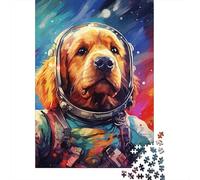 Artistic Astronaut Golden Retriever Puzzle Family Challenging Games 100% Recycled Cardboard Jigsaw Puzzle for Adult Children Birthday Present 1000pcs (75x50cm)