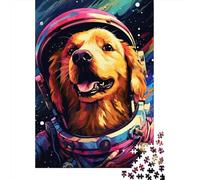 Artistic Astronaut Golden Retriever Puzzle Family Challenging Games 100% Recycled Cardboard Jigsaw Puzzle for Adult Children Birthday Present 1000pcs (75x50cm)