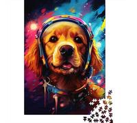Artistic Astronaut Golden Retriever Puzzle Rectangular Paper Board 100 Percent Recycled Cardboard Jigsaw Puzzle for Adult Children 1000pcs (38x26cm)