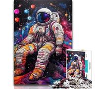 Artistic Astronauts Jigsaw Puzzles for Adults Teenagers Jigsaws Puzzle,Help The Brain Exercise Addictive Toys to Cultivate Patience Parent-child Interaction (38x26cm)