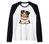 Artistic Aussie Herding Australian Shepherd Raglan Baseball Tee
