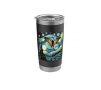 Artistic Bat Stuff Van Gogh Style Starry Night Bat Stainless Steel Insulated Tumbler
