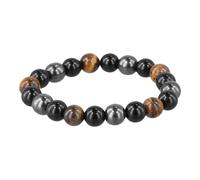 Artistic Beaded Bracelet Featuring Obsidian and Eye with Magnetic Closure Perfect Couple's (8mm)