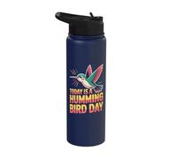 Artistic Beak Stylized Playful Graphic Vibrant Humming Bird Stainless Steel Insulated Water Bottle