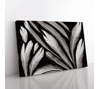 Artistic Bird Feathers Canvas Wall Art Print Ready to Hang, Framed Picture for Living Room Bedroom Home Office Décor, 76x50 cm (30x20 Inch)