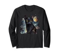 Artistic Black Cats and a Moon at Night Long Sleeve T-Shirt