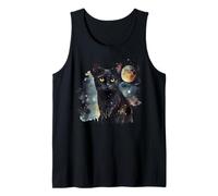 Artistic Black Cats and a Moon at Night Tank Top