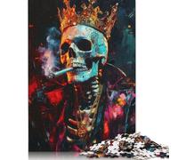 Artistic Black Gold Skull Puzzle Decompression Toys 100 Percent Recycled Cardboard Jigsaw Puzzle for Adults Teen 1000pcs (75x50cm)