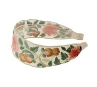 Artistic Bohemians Hairband Embroidery Blossom Design Soft Cotton Blend Adjustable Unisex Headpiece Party Accessory Elegant Floral Pattern Stretchable Headpiece