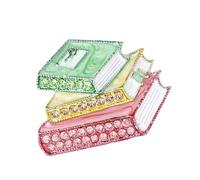 Artistic Book Shaped Enameled Rhinestones Brooch for Cultural Expression and Fashion Enthusiasts Seeking Unique Jewelry Book Pin
