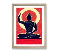 Artistic Buddha Framed Print for Living Room Bedroom Home Office Décor, Wall Art Picture Ready to Hang, Oak A3 Frame (34 x 46 cm)